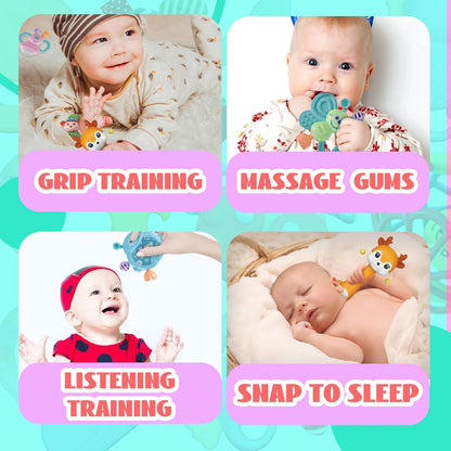 Cocurb Juego de 30 piezas de juguetes de bebé de alto contraste para bebés, sonajeros, juguetes de dentición y calcetines de muñeca, adecuado para 6 meses, regalo perfecto para bebés para niños y