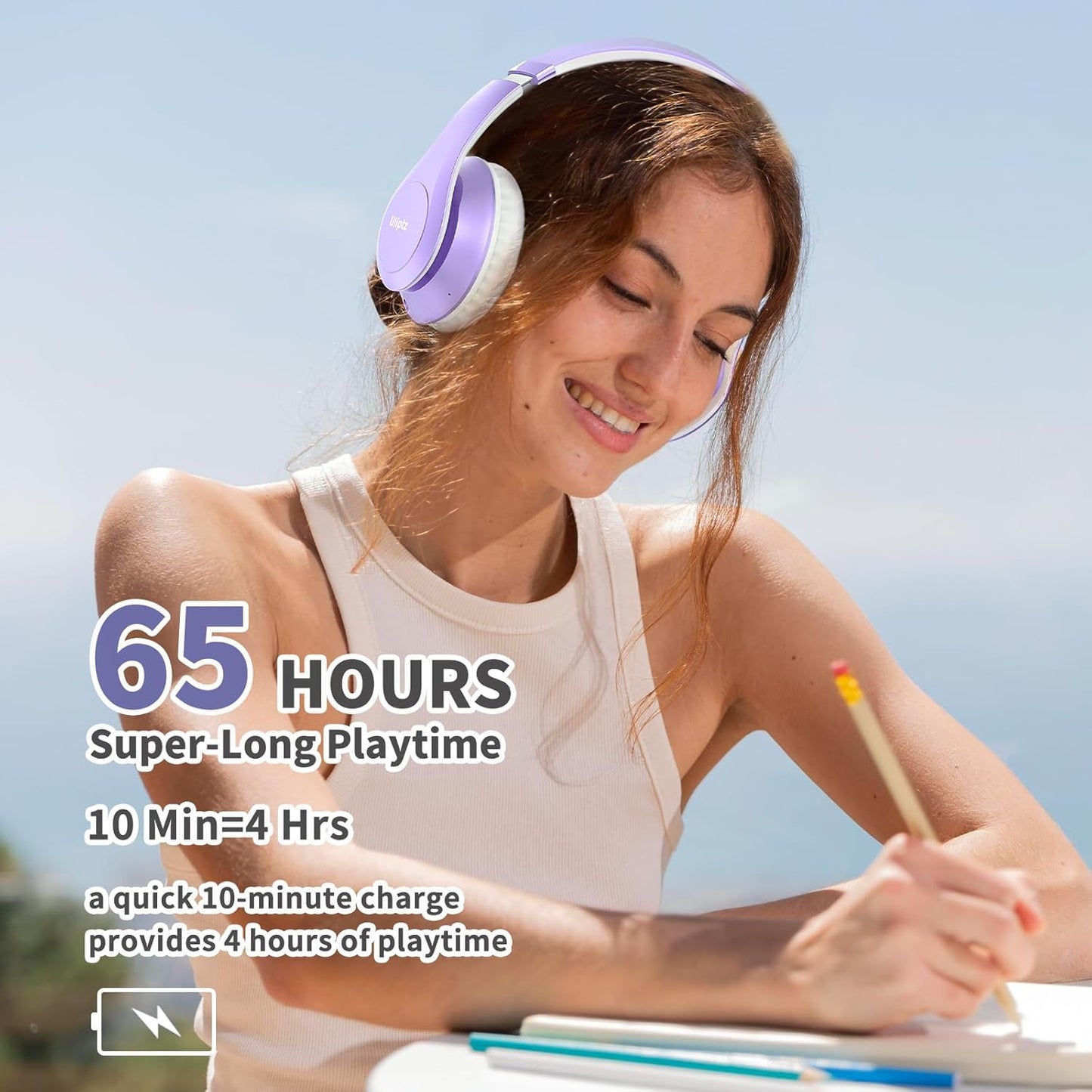 Uliptz Auriculares Bluetooth inalámbricos, tiempo de reproducción d...