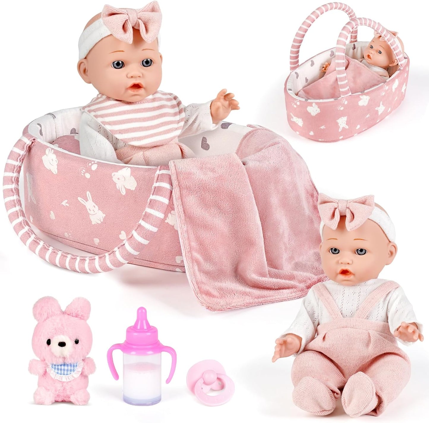 Dreamon Juego de Muñeca Bebé de 12 pulgadas con Cuna Moisés Portáti...