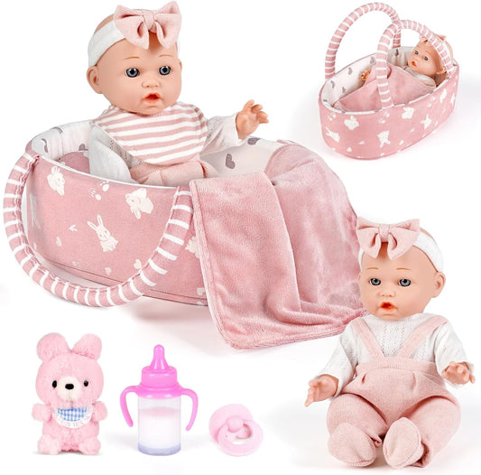 Dreamon Juego de Muñeca Bebé de 12 pulgadas con Cuna Moisés Portáti...