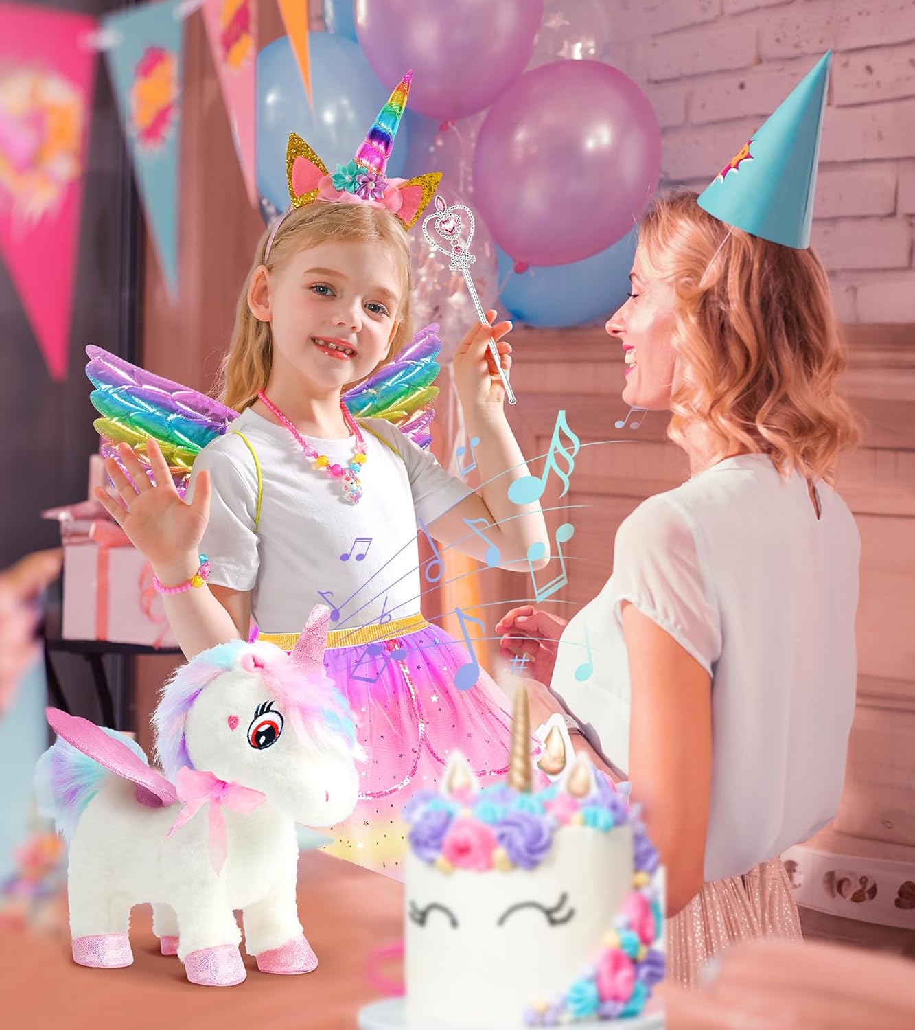 Juguetes de unicornio para niñas de 4 a 6 años, regalos de unicornio, juguete interactivo que camina, habla, canta, peluche de unicornio con control remoto para el cuidado de mascotas