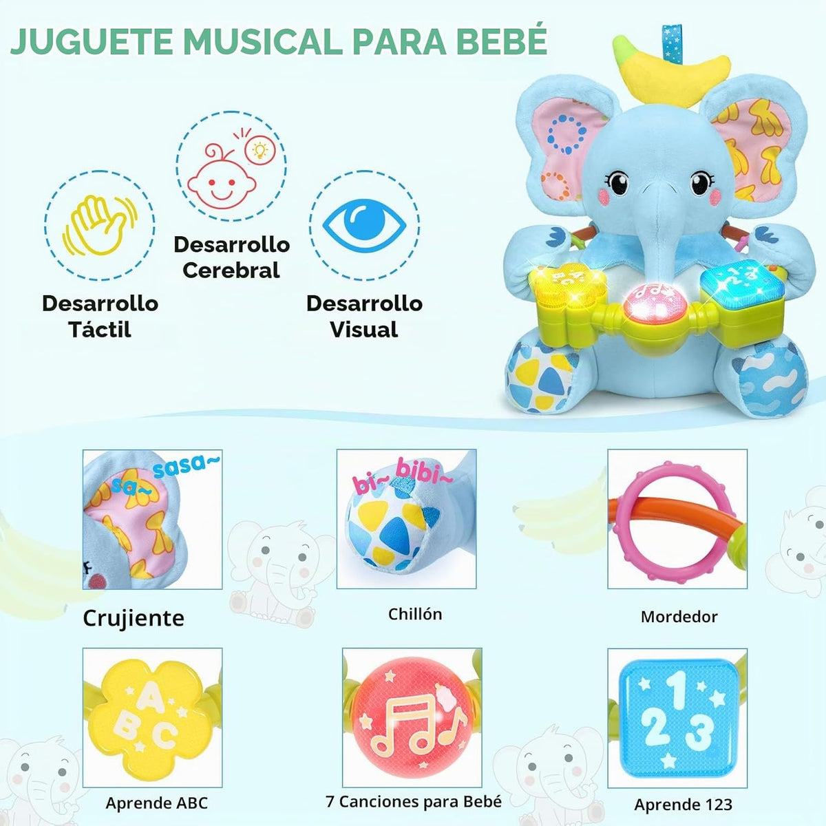 Ryotagift Juguetes de animales de peluche musicales bilingües de el...