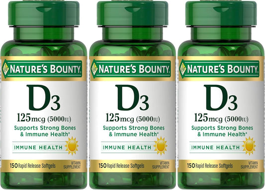 Nature's Bounty Vitamina D3 125 mcg-5000 UI cápsulas blandas, f...