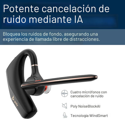 Poly Voyager Legend 50 - Auriculares Bluetooth - Auriculares inalámbricos con micrófono - Cuatro micrófonos con cancelación de ruido, bloqueo de ruido AI y tecnología WindSmart - Conectividad y