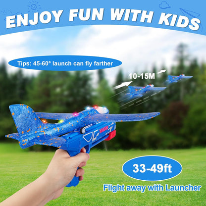 Paquete de 3 Juguetes Lanzadores de Avión, Planeador de Espuma LED...
