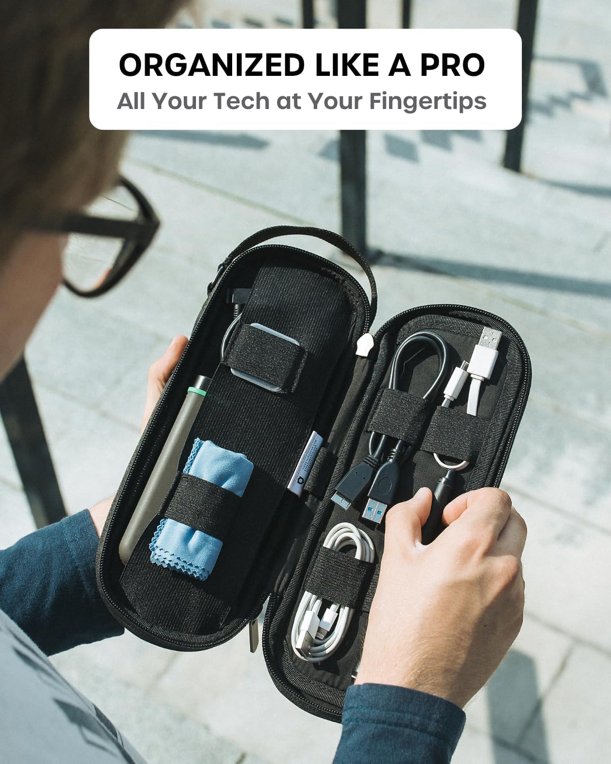 SIDE BY SIDE Electronics Organizer Travel Case for Cables, Charger,...