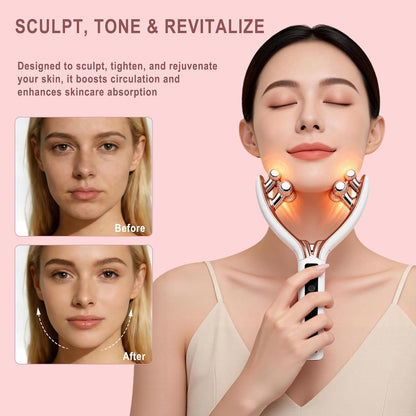 CXGRISE Masajeador facial inalámbrico, rodillo facial eléctrico 3D,...