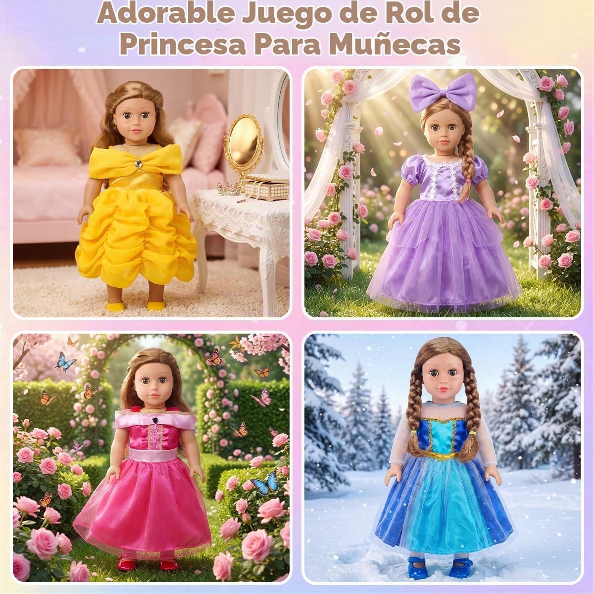 18INDC 6 juegos de vestidos de princesa para muñecas de 18 pulgadas...