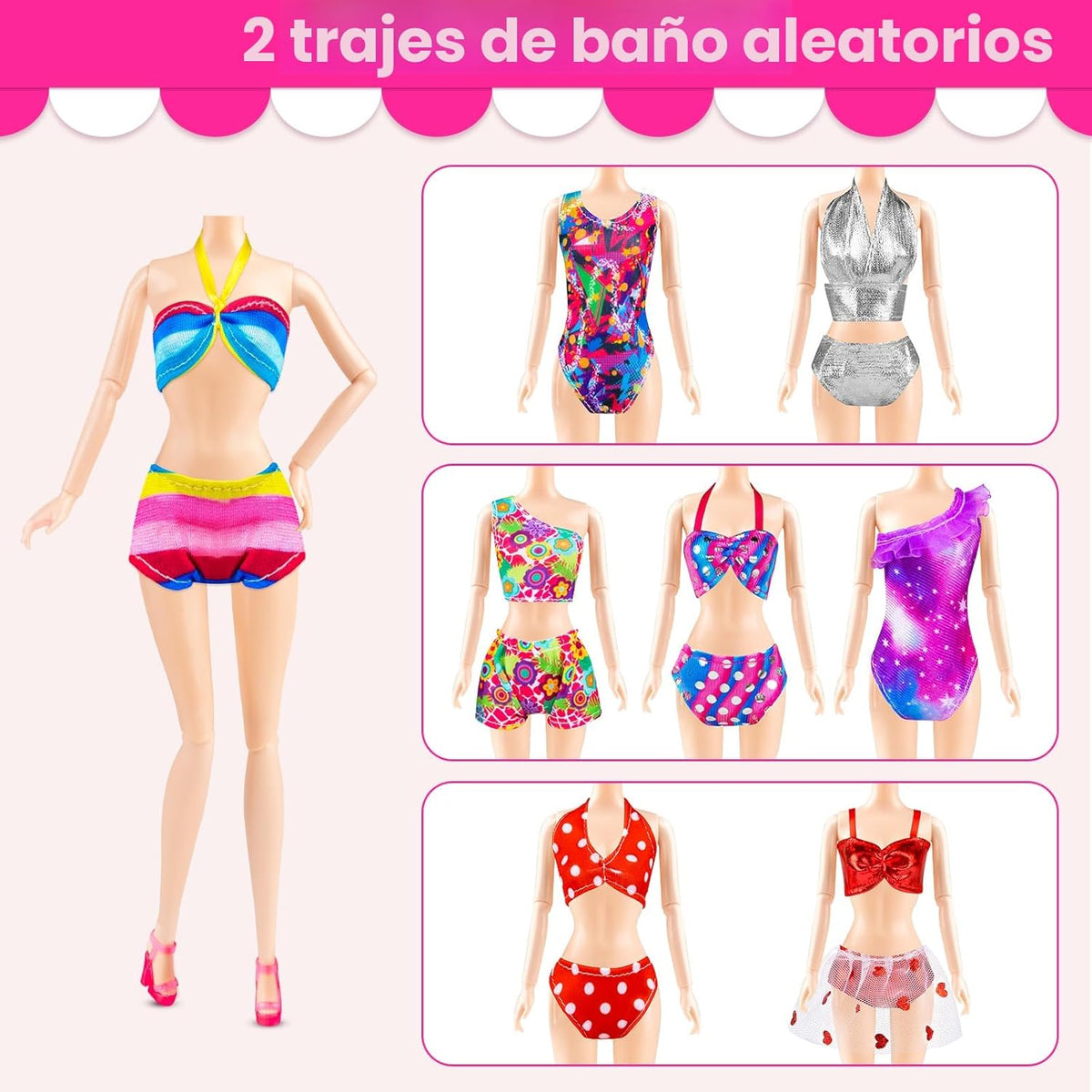 110 piezas de ropa y accesorios para muñecas y juguetes de vestir p...