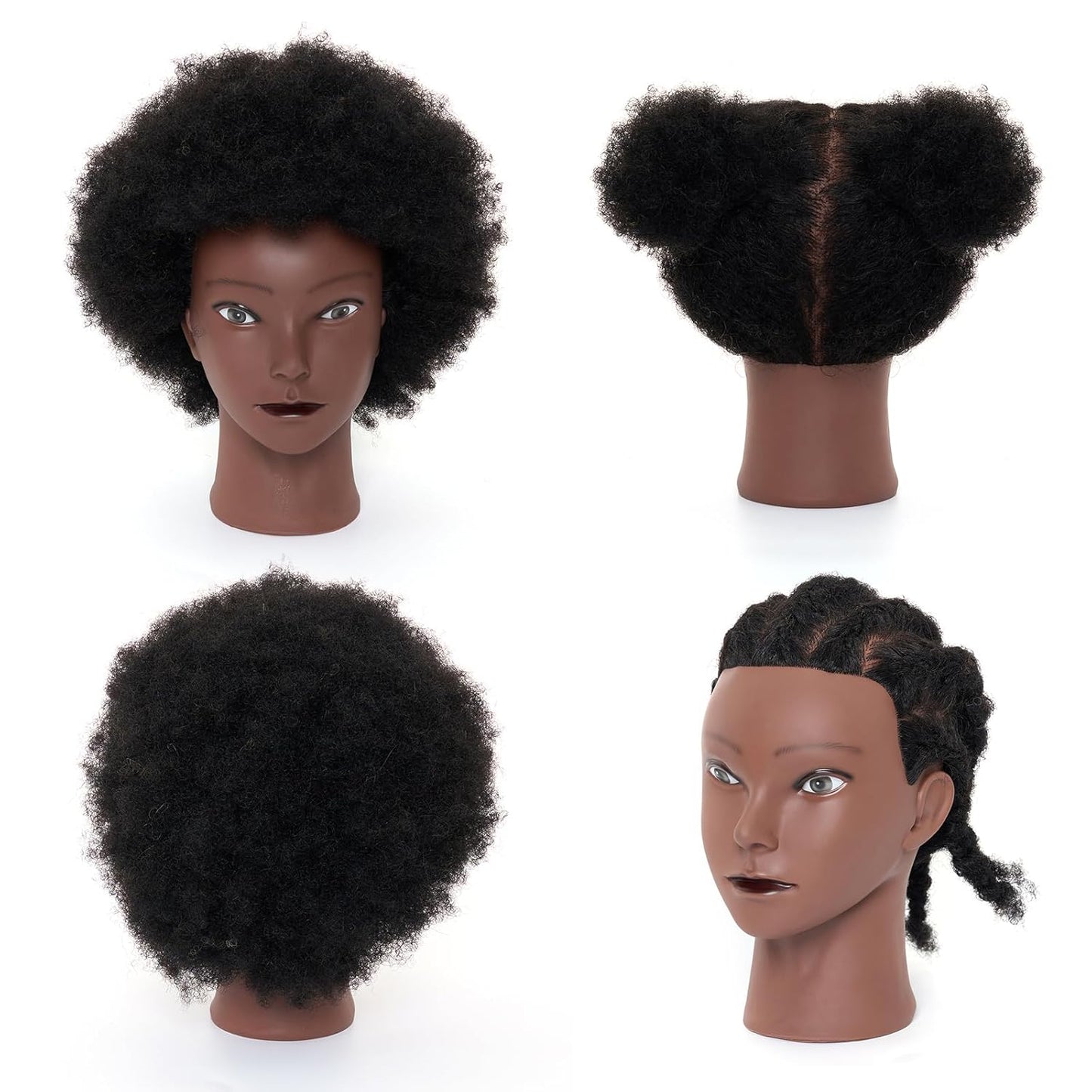 Cabeza de maniquí 100% africana, 4C afro rizado cosmetología manica...