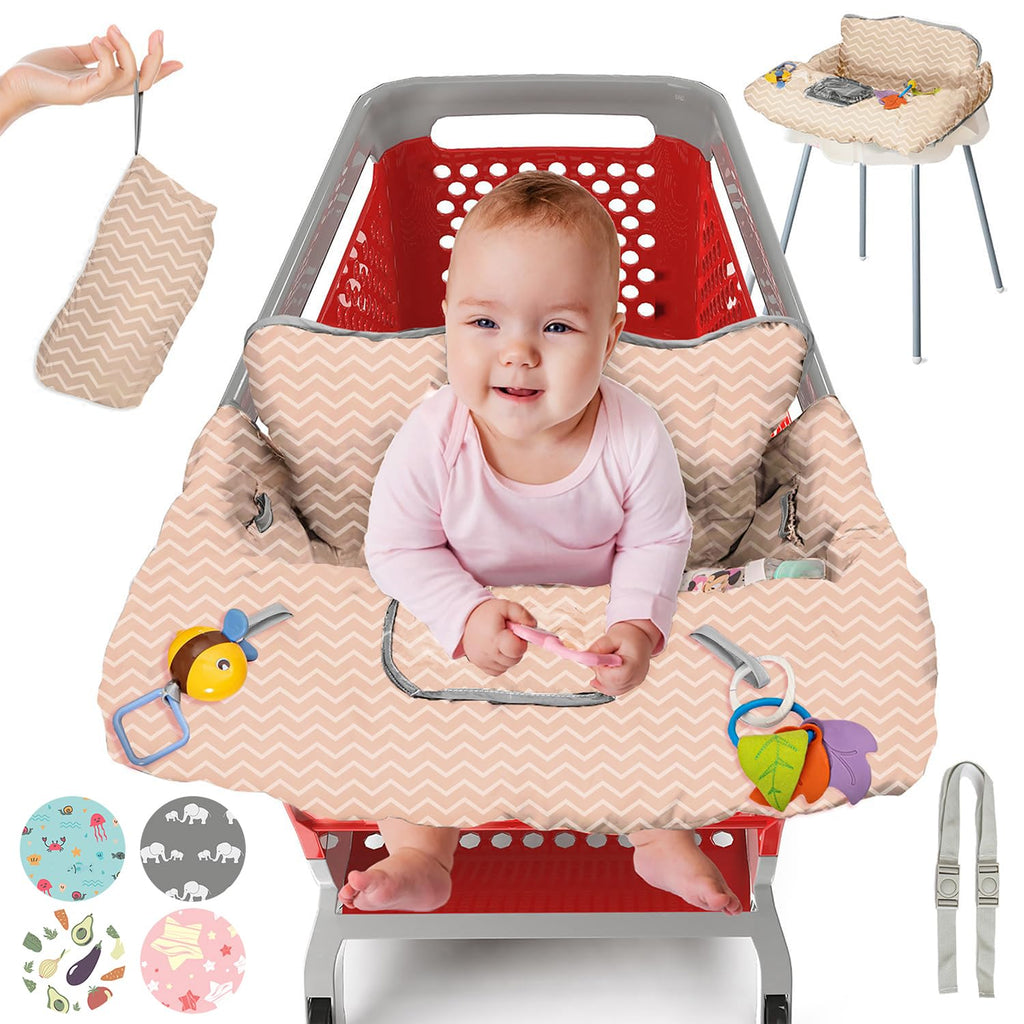 PILLANI Asiento de carrito de compras para bebé, funda de silla alt...