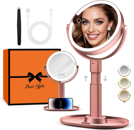B Beauty Planet Espejo de maquillaje con luces, espejo de aumento i...