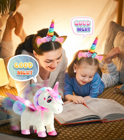Juguetes de unicornio para niñas de 4 a 6 años, regalos de unicornio, juguete interactivo que camina, habla, canta, peluche de unicornio con control remoto para el cuidado de mascotas