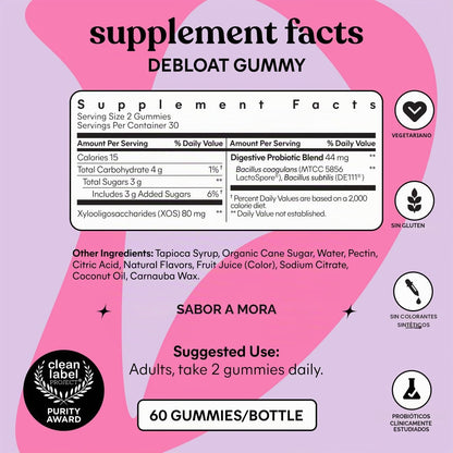 Lemme Debloat - Gomitas de salud digestiva e intestinal con 2 probi...