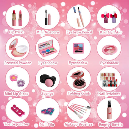 For Ideahome Juguetes de maquillaje lavables para niñas, juego de maquillaje real, kit de maquillaje para niñas pequeñas, princesa, regalo de cumpleaños de Navidad, juguetes para niñas de 4, 5, 6, 7