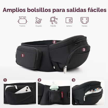 Momcozy Portabebés con asiento de cadera, transporte orientado haci...
