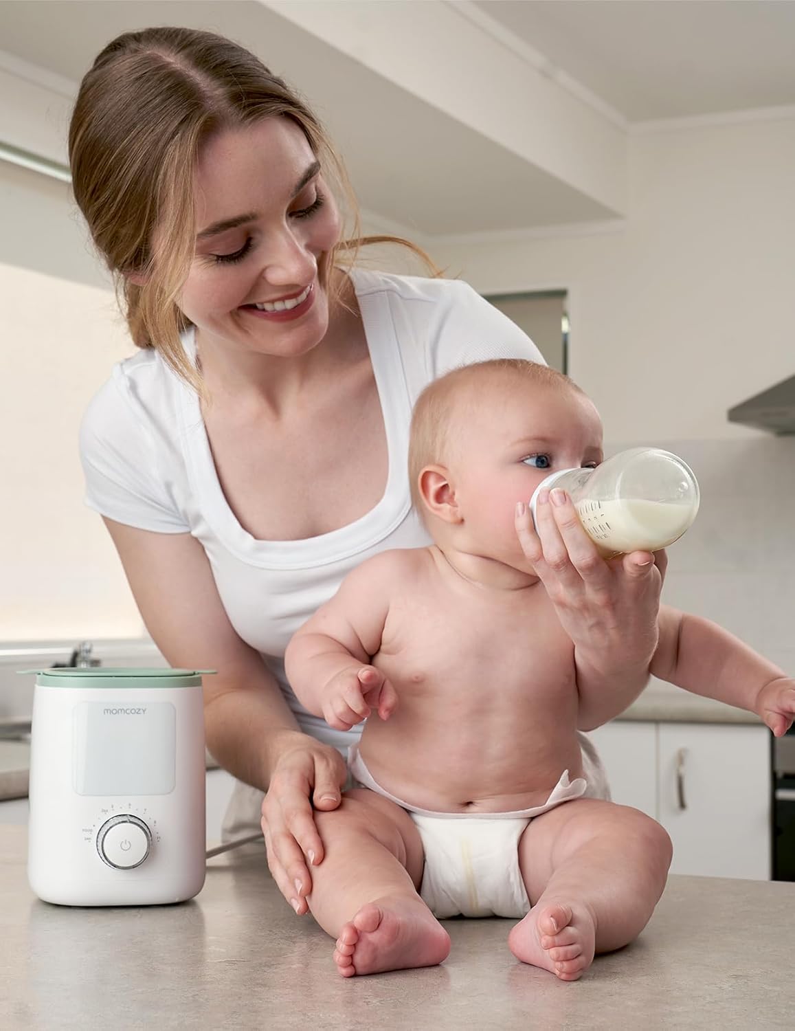 Momcozy Calentador de biberones para leche materna, alimentos de fórmula de leche materna, nutrientes más completos conservados, calor rápido, luz nocturna para lactancia nocturna, fácil de usar con