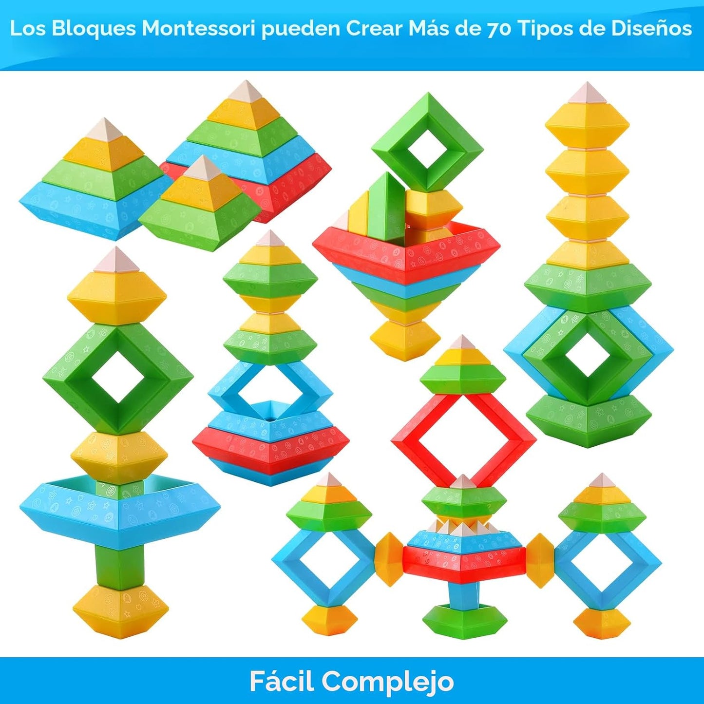Juguetes Montessori para niños y niñas de 1, 2, 3, 4 años, actividades de aprendizaje preescolar, 30 piezas de bloques de construcción, apilables, juguetes educativos, regalos sensoriales STEM