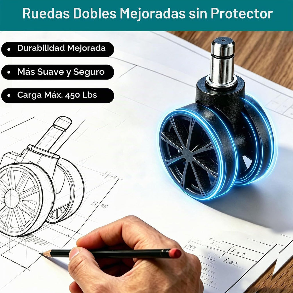 YUNSCEND Taburete rodante con ruedas, asiento contorneado de 16.5"...
