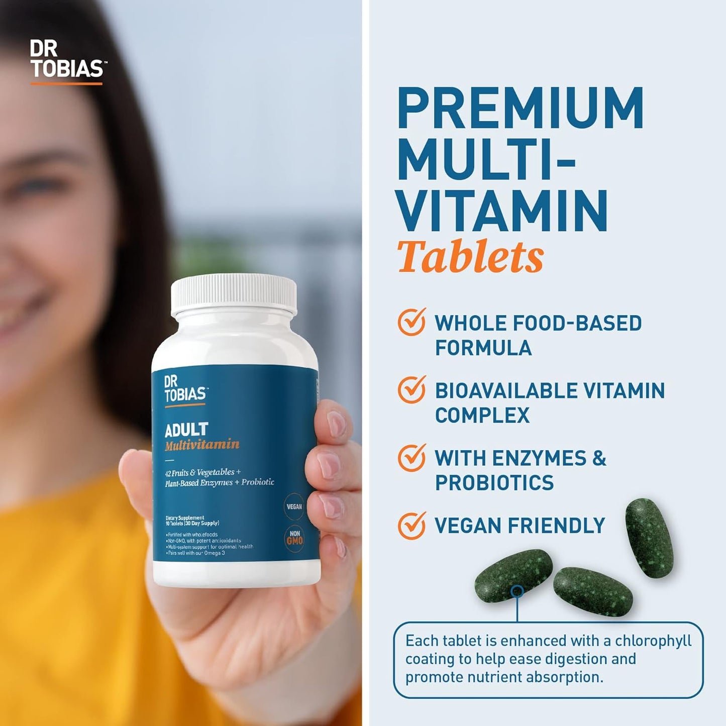 Dr. Tobias Multivitamínico para adultos para mujeres y hombres, vit...