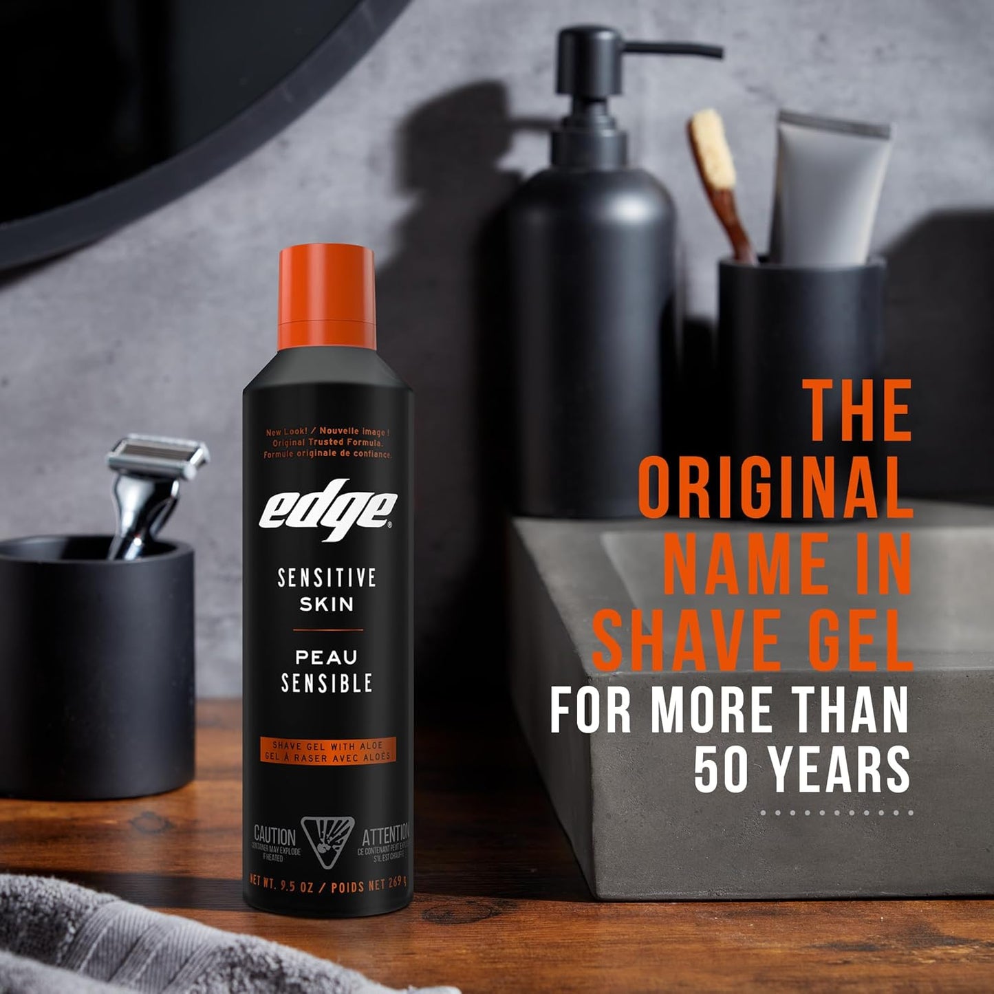 Edge Gel de Afeitar para Hombres, 9.5 oz, Paquete de 2 Gel de Afeitar para Hombres con Aloe, Crema de Afeitar para Hombres para Piel Sensible - Hidrata, Protege y Calma