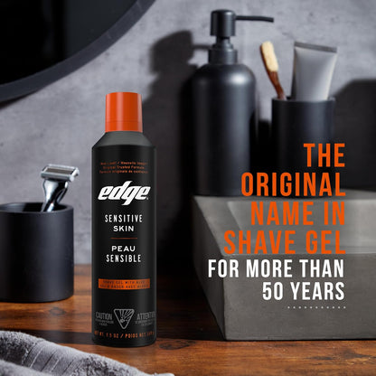 Edge Gel de Afeitar para Hombres, 9.5 oz, Paquete de 2 Gel de Afeitar para Hombres con Aloe, Crema de Afeitar para Hombres para Piel Sensible - Hidrata, Protege y Calma
