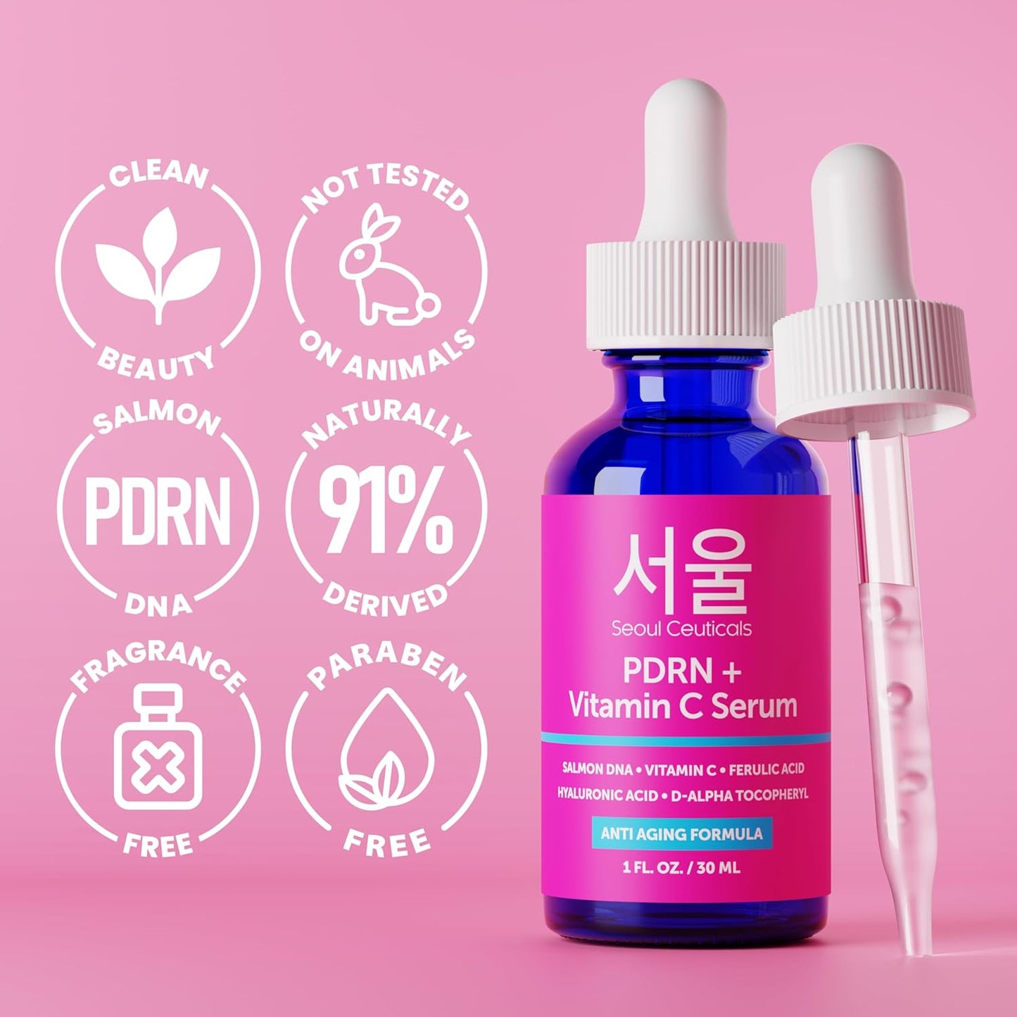 SeoulCeuticals PDRN Serum Salmon DNA Vitamina C Suero (paquete de 2...