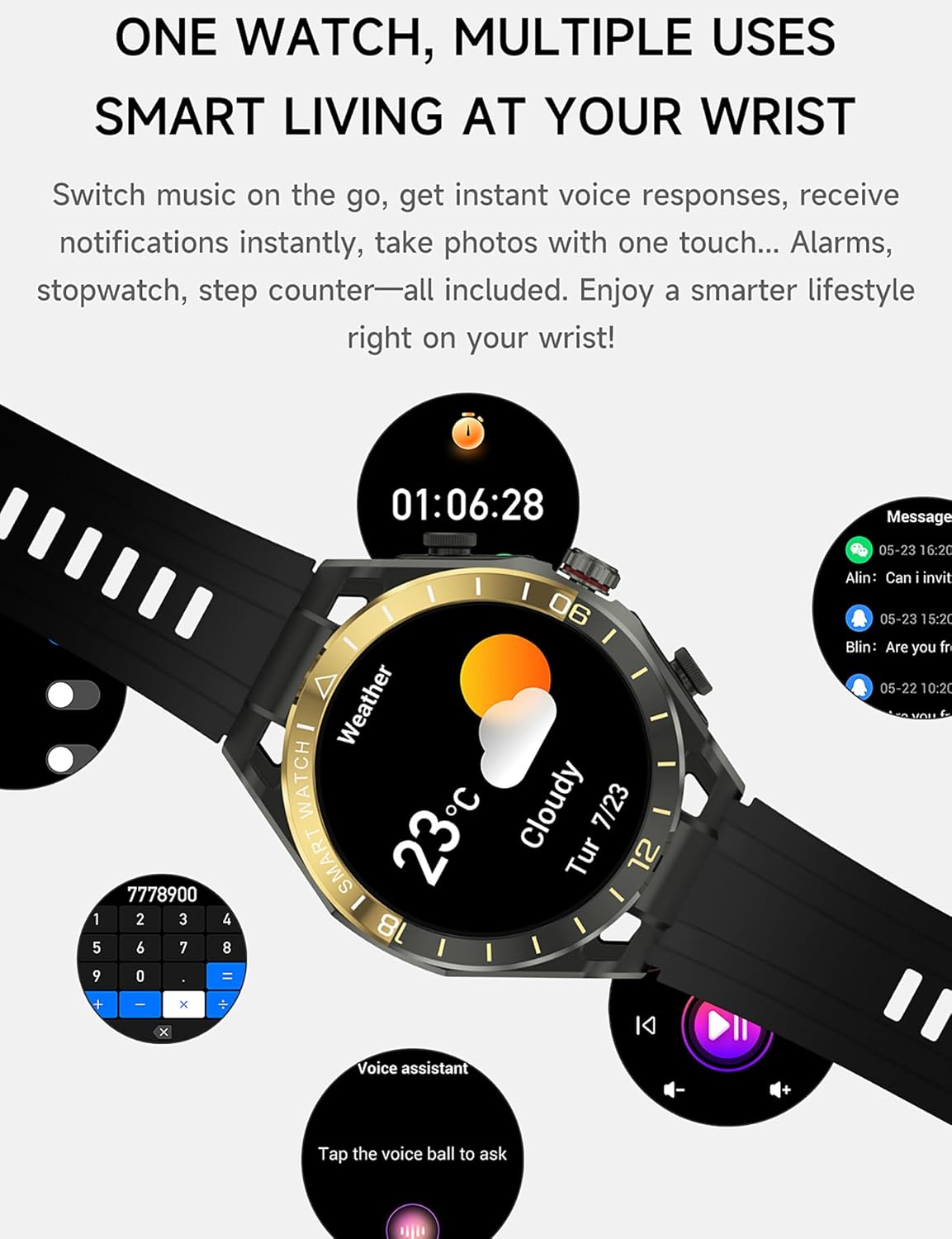ATEVIX Reloj inteligente con auriculares para Android y iPhone, pan...