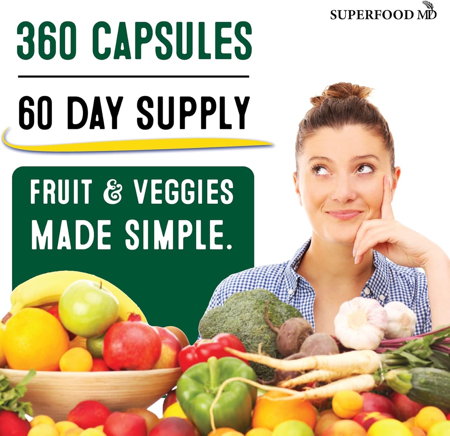 Suplemento de Superalimentos de Frutas y Verduras - Cápsulas de Fru...