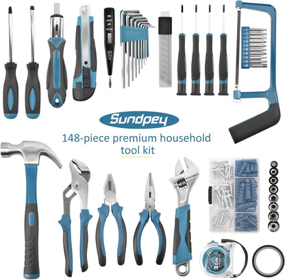 Sundpey Kit de herramientas para el hogar, 148 piezas, juego de her...