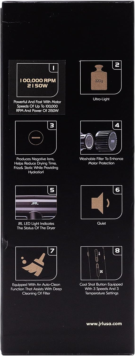 JRL Forte Pro Dryer - Secador de pelo profesional con difusor con g...
