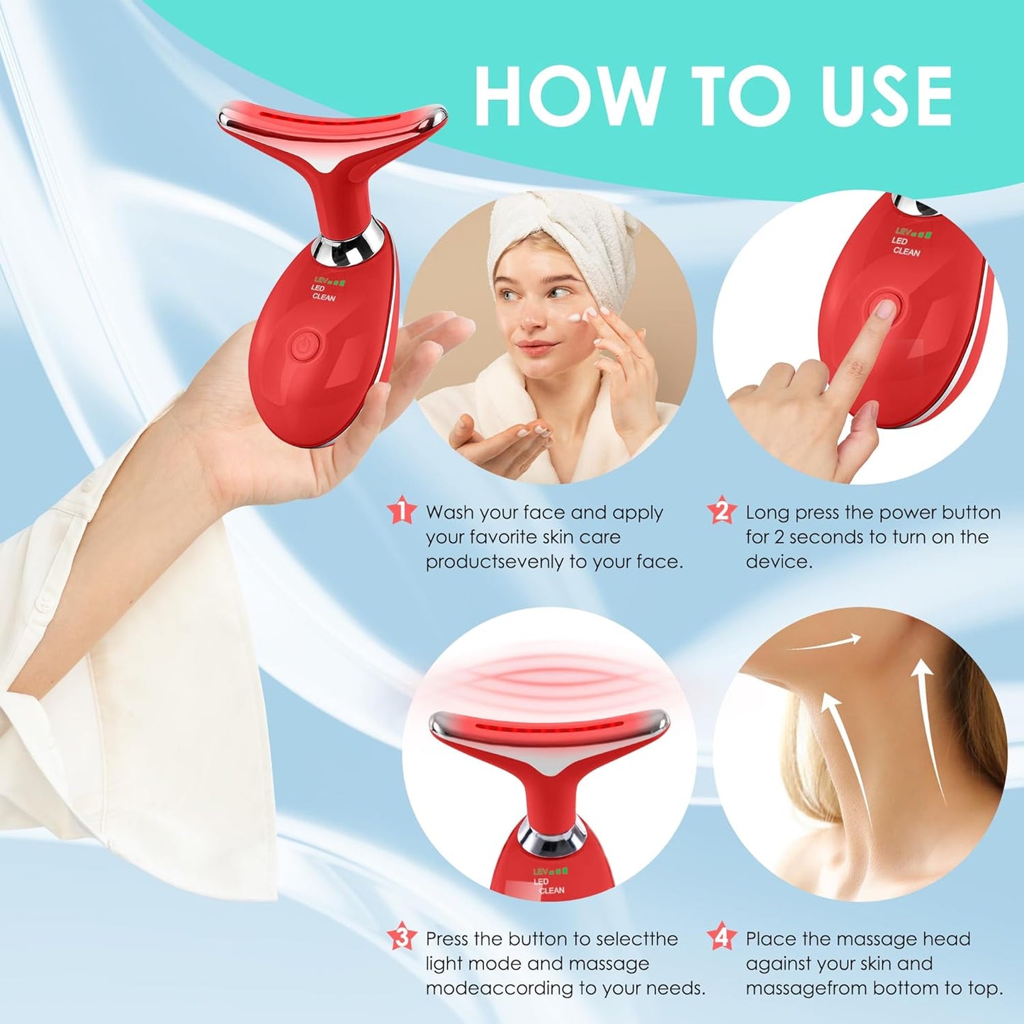 Doset - Masajeador facial con terapia de luz roja para rostro y cue...