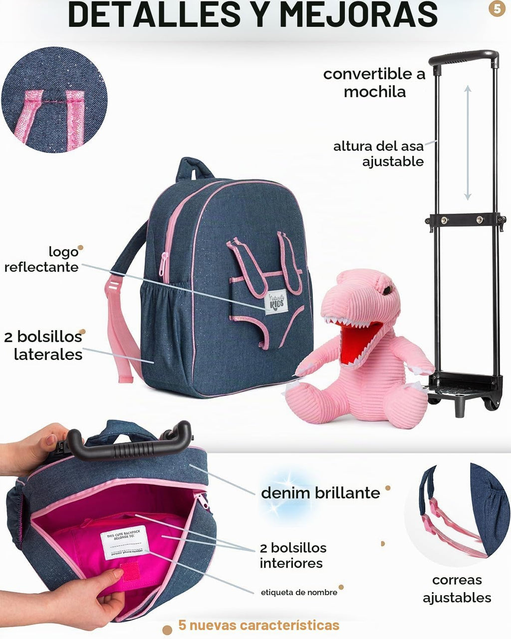 Naturally KIDS Maleta para niños pequeños con juguete de dinosaurio...