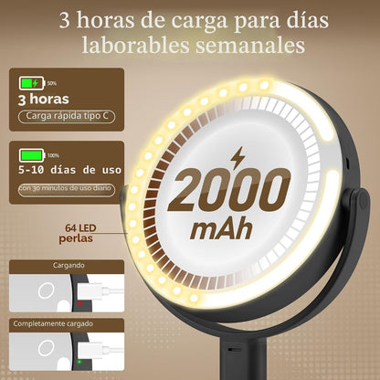 MOMOKUBA Espejo de maquillaje con luces, espejo de aumento de doble...