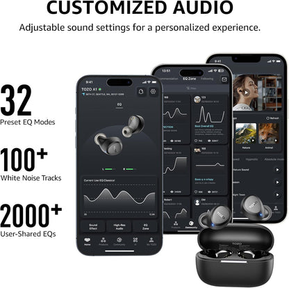 TOZO Auriculares inalámbricos A1 Bluetooth 5.3 de peso ligero en el...