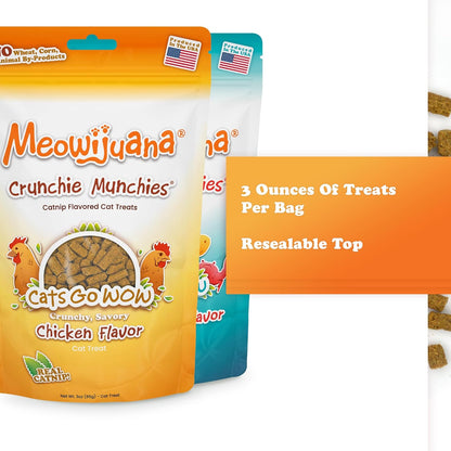 Meowijuana Crunchie Munchie - Paquete de golosinas de hierba gatera...