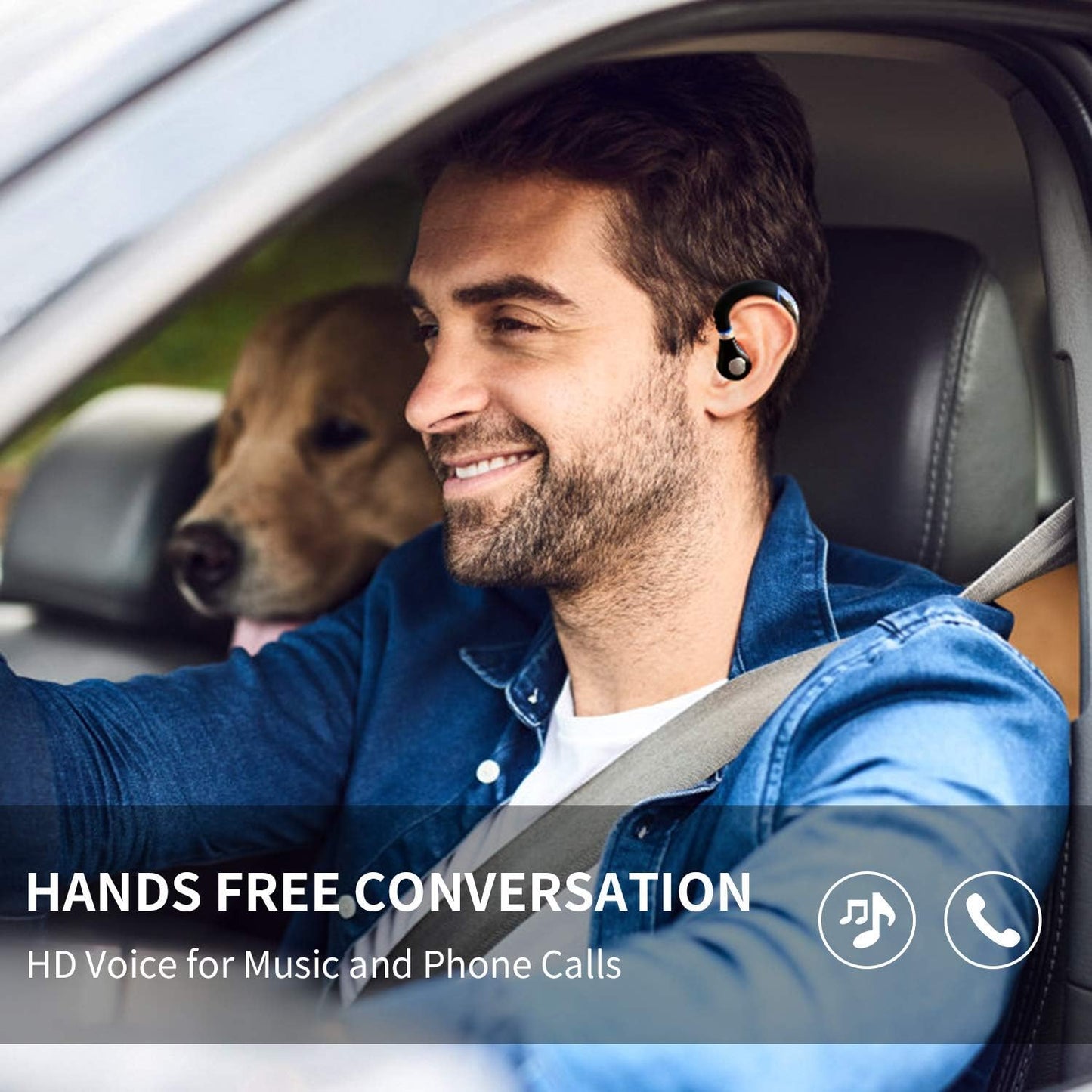 Auricular Bluetooth, auricular inalámbrico V5.0 Bluetooth auricular ultraligero manos libres para negocios/oficina/conducción/deporte