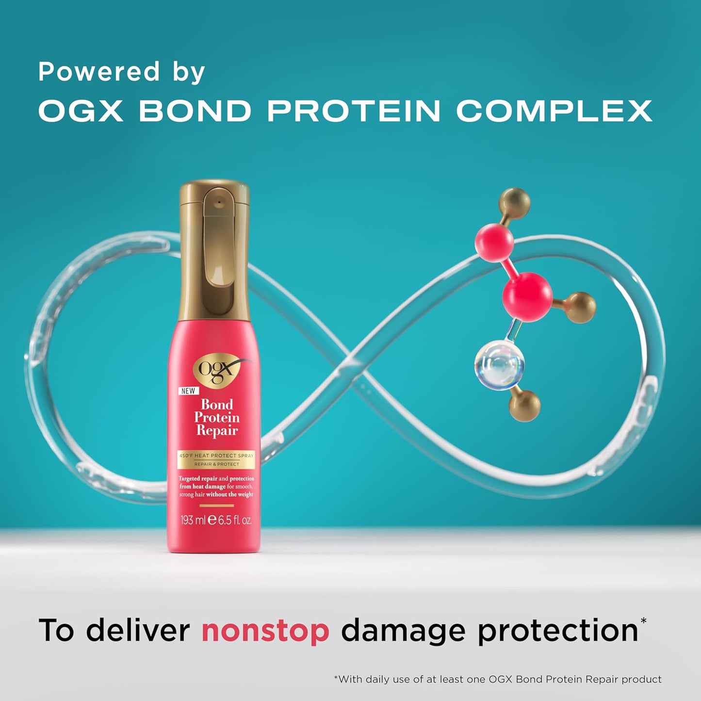 OGX Repair &amp; Protect Bond Protein Repair 450°F Spray protector...