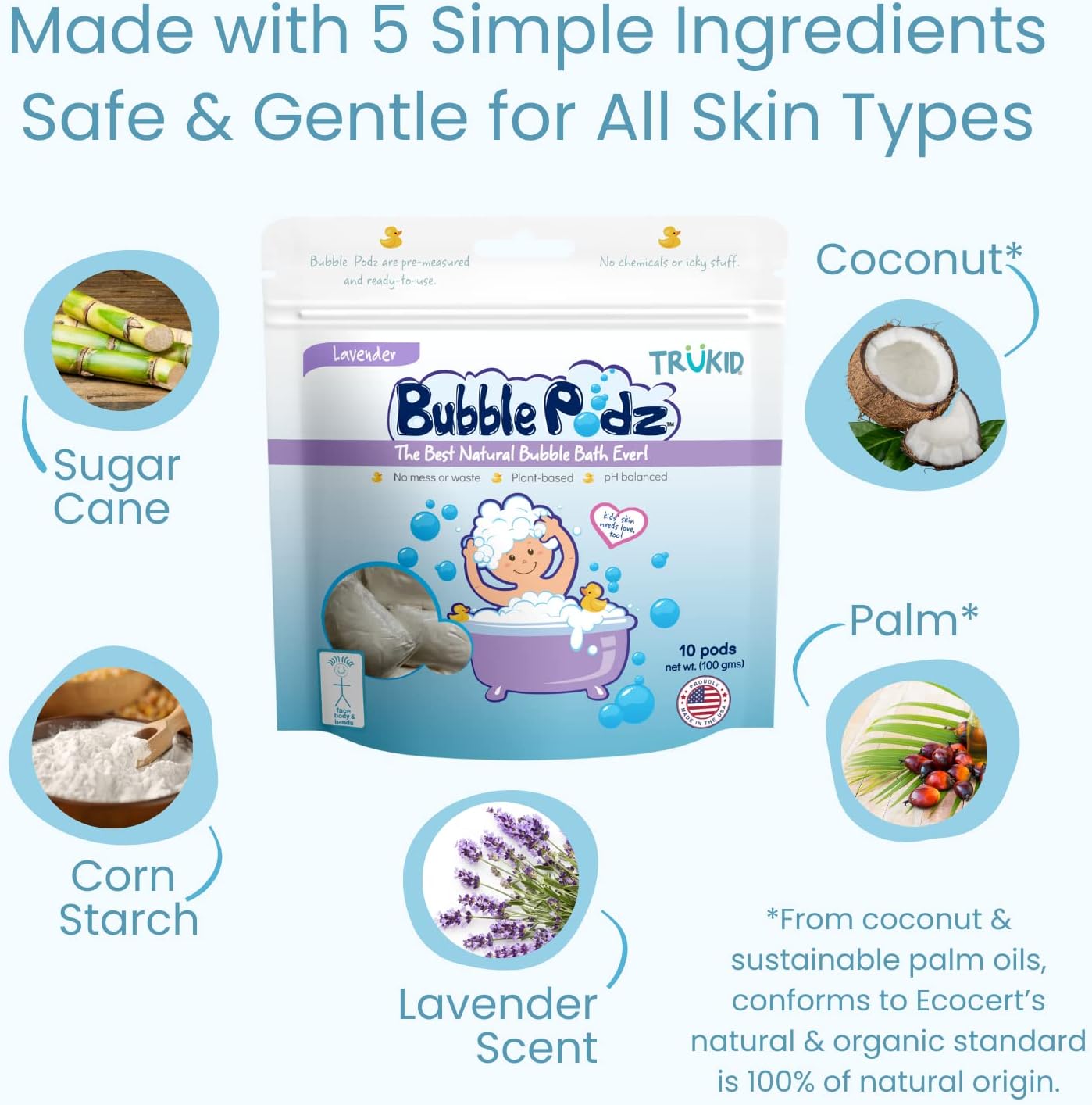 TruKid Bubble Podz - Baño de burbujas para niños, niños pequeños y...