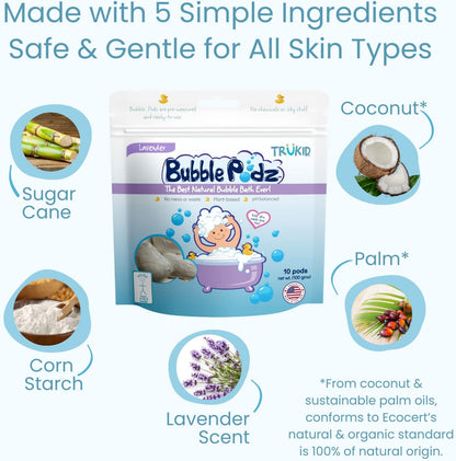 TruKid Bubble Podz - Baño de burbujas para niños, niños pequeños y...