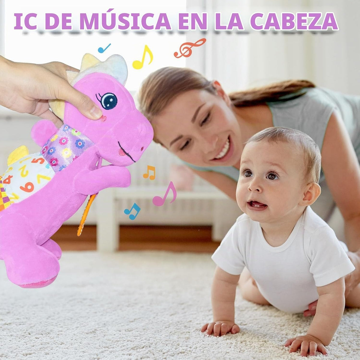 Juguetes Musicales de Peluche de Dinosaurio Bebé para 0-3-6-9-12 Me...