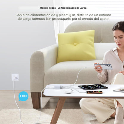 Cargador rápido USB C, bloque de estación de carga de 100W GaN de 6...