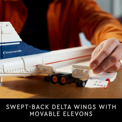 LEGO Icons Concorde Modelo de Avión, Regalo para Adultos, Construye un Modelo Réplica del Avión Comercial Supersónico más Famoso del Mundo con Detalles Auténticos y Piezas Funcionales, 10318