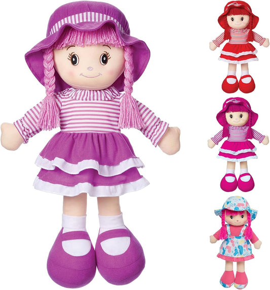LOVE &amp; HUG Muñeca abrazable de 24 pulgadas con vestido morado y...
