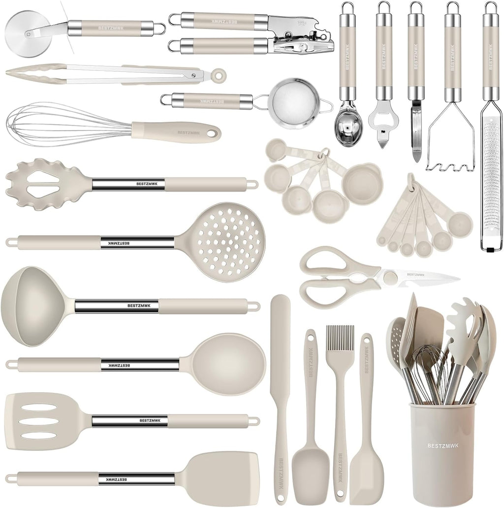 Juego de utensilios de cocina - Utensilios de cocina de silicona -...
