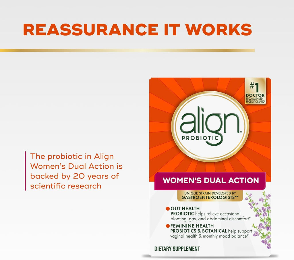 Align Probióticos de doble acción para mujer, probióticos vaginales...