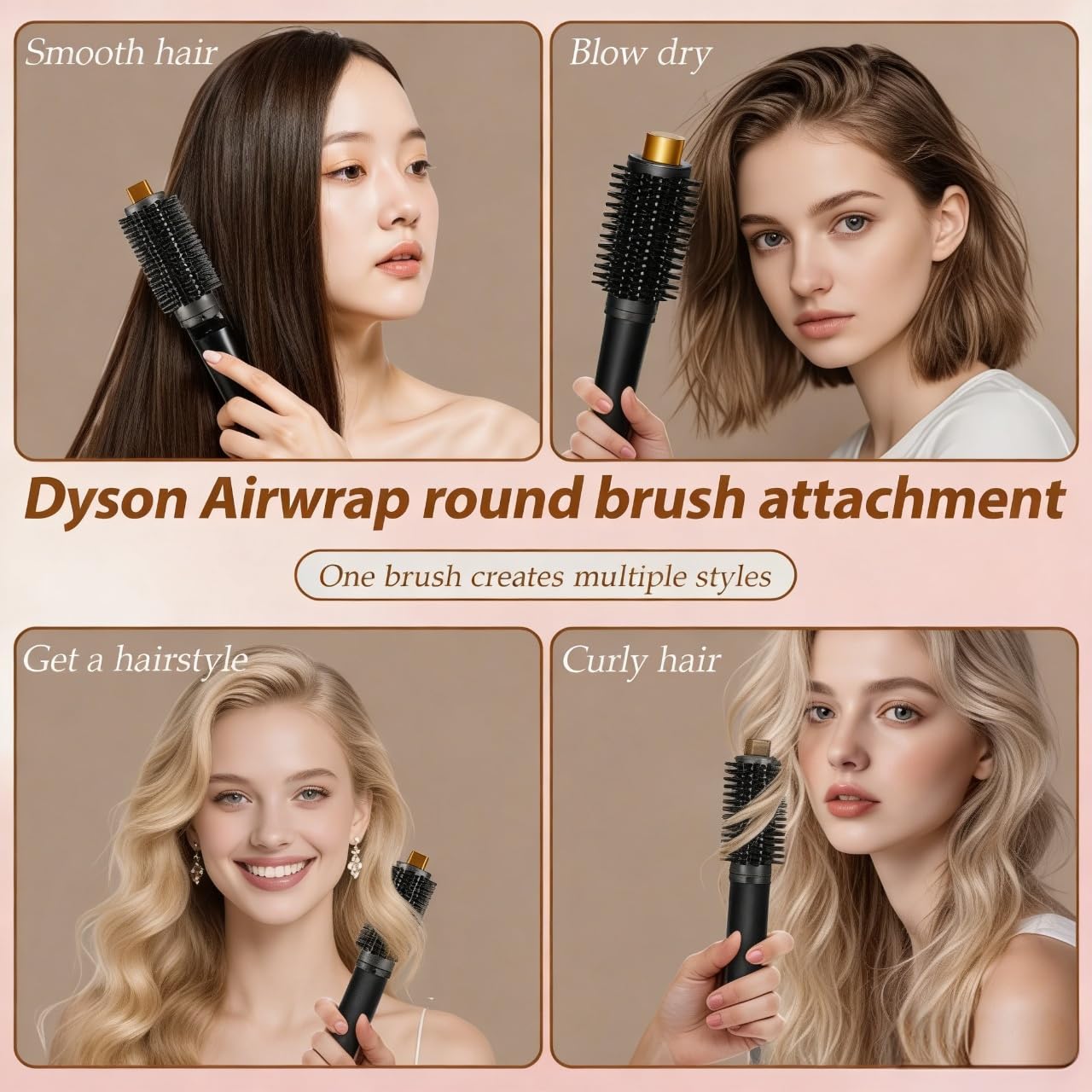 Cepillo voluminizador redondo grande mejorado para Dyson Airwrap HS...