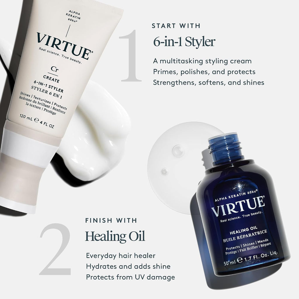 Virtue 6-en-1 Estilizador de Cabello, Crema de Peinado con Protecci...