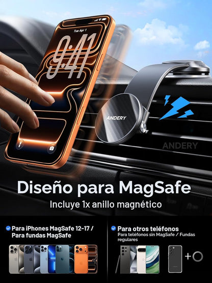 ANDERY Soporte de teléfono de coche para MagSafe [brazo de aleación...