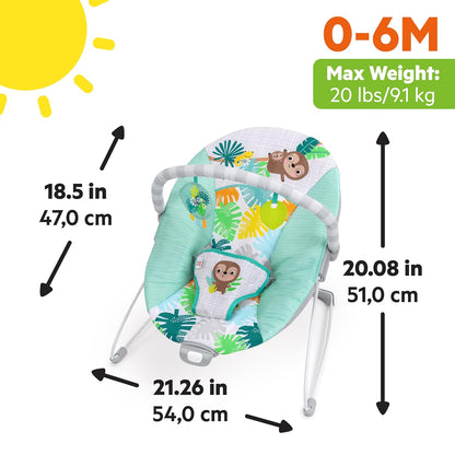 Bright Starts Wild Wonders Hamaca Vibratoria para Bebé, Barra de Ju...